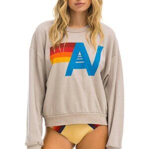 Aviator Nation NEW IN BAG Logo Relaxed Crew Sweatshirt in Sand Size Small